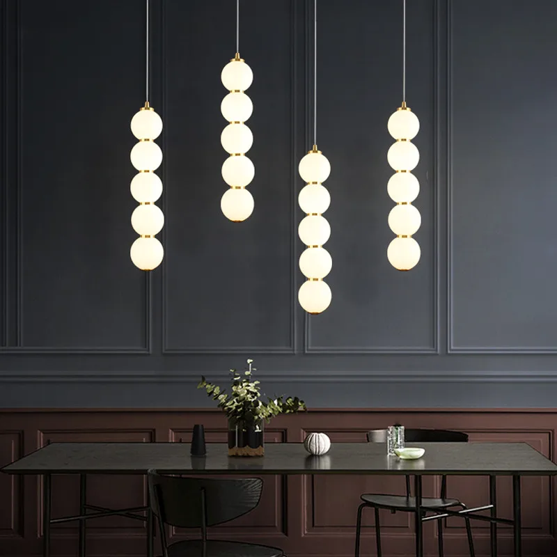 LED lamp White Glass Ball Pendant Light Restaurant lustre Cafe Bar Hanging Lamp Glossy Gold home decor Pendant Ceiling Lamp