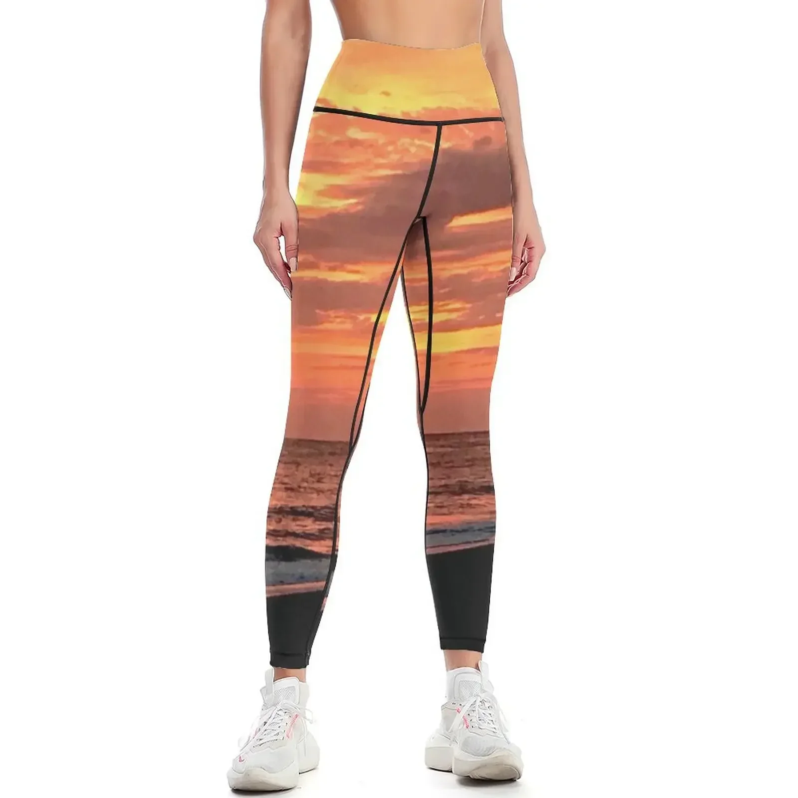 

Sanibel Sunset Leggings exercise clothing for workout clothes for workout shorts Women sports Womens Leggings