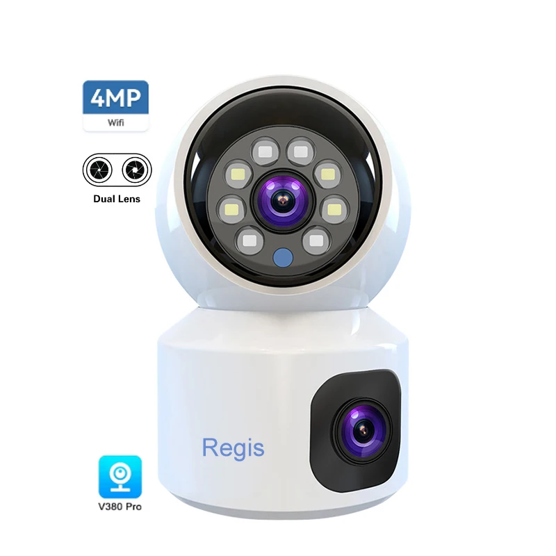 

Regis V380 Pro Wifi Wireless 4G Sim Card Dual Lens 4MP IP Night Vision CCTV Home Security Baby Monitor PTZ Indoor Camera