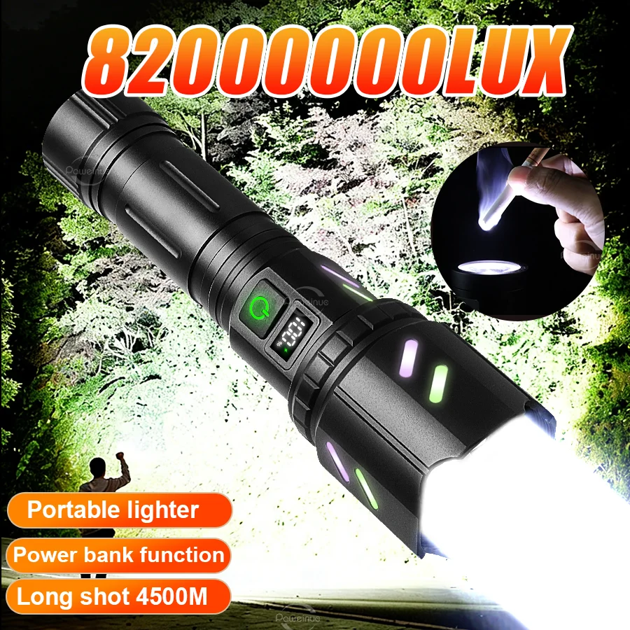 

Ультрамощный фонарь 82000000LM с зарядкой Type-C, зумом до 4500 м, водонепроницаемый, для улицы и экстренных ситуаций