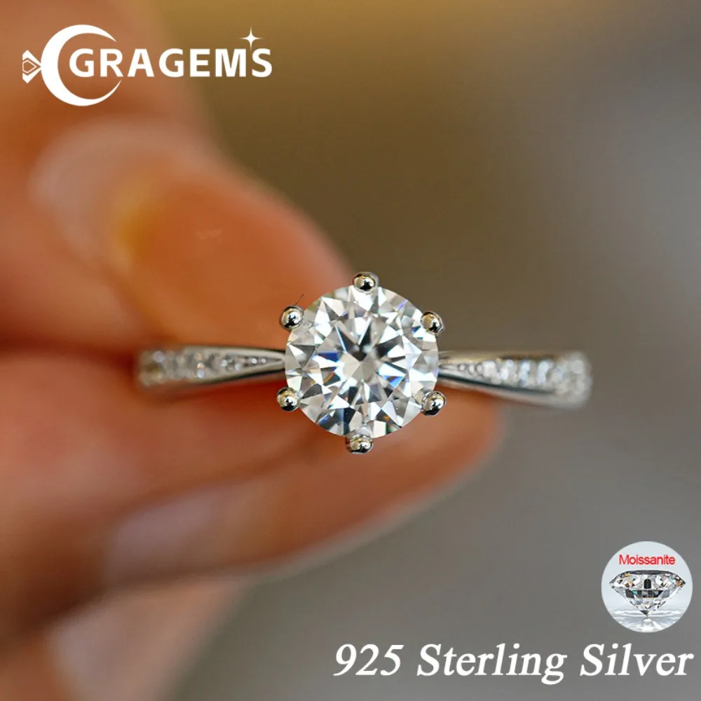 

0.5/1/2/3CT Real Moissanite Rings Women 925 Sterling Silver Eternity Engagement Anniversary Lab Diamond Band Pass Test Jewelry