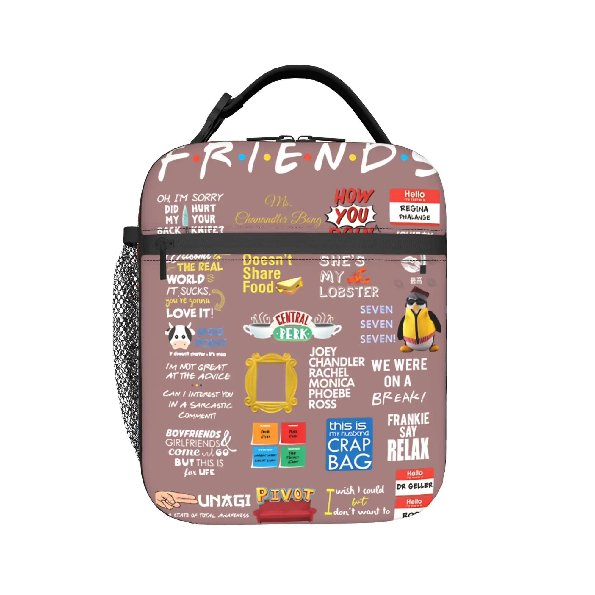 Custom Friends Logo Lunch Bag  Aesthetic Lunch Box Portable Insulated Thermal Tote Handbags For Girls Waterproof Cooler Bag