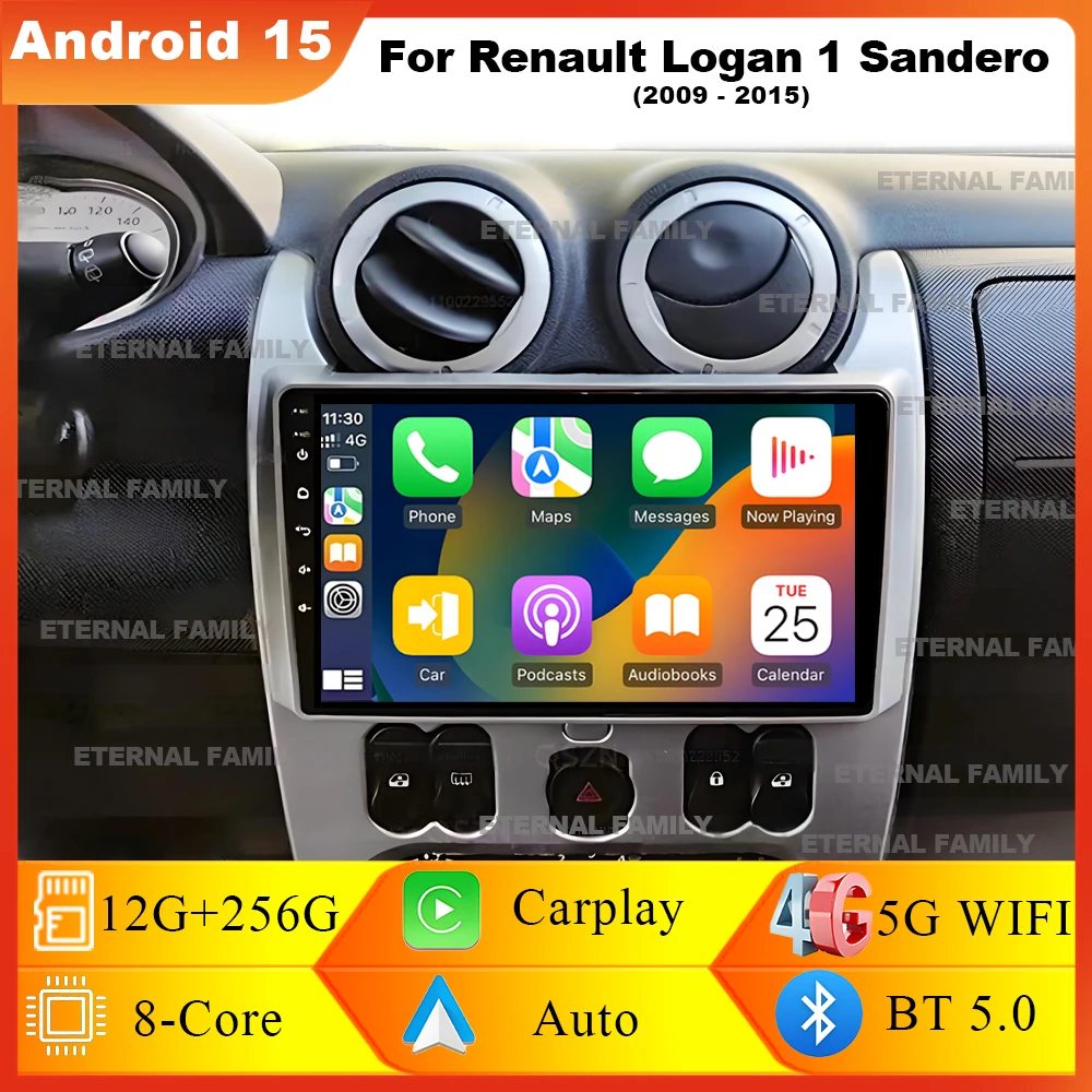 

Android 15 For Renault Logan 1 Sandero 2009 2010 2011 2012 - 2015 Largus Dacia Duster Car Radio Multimedia Player Carplay Stereo
