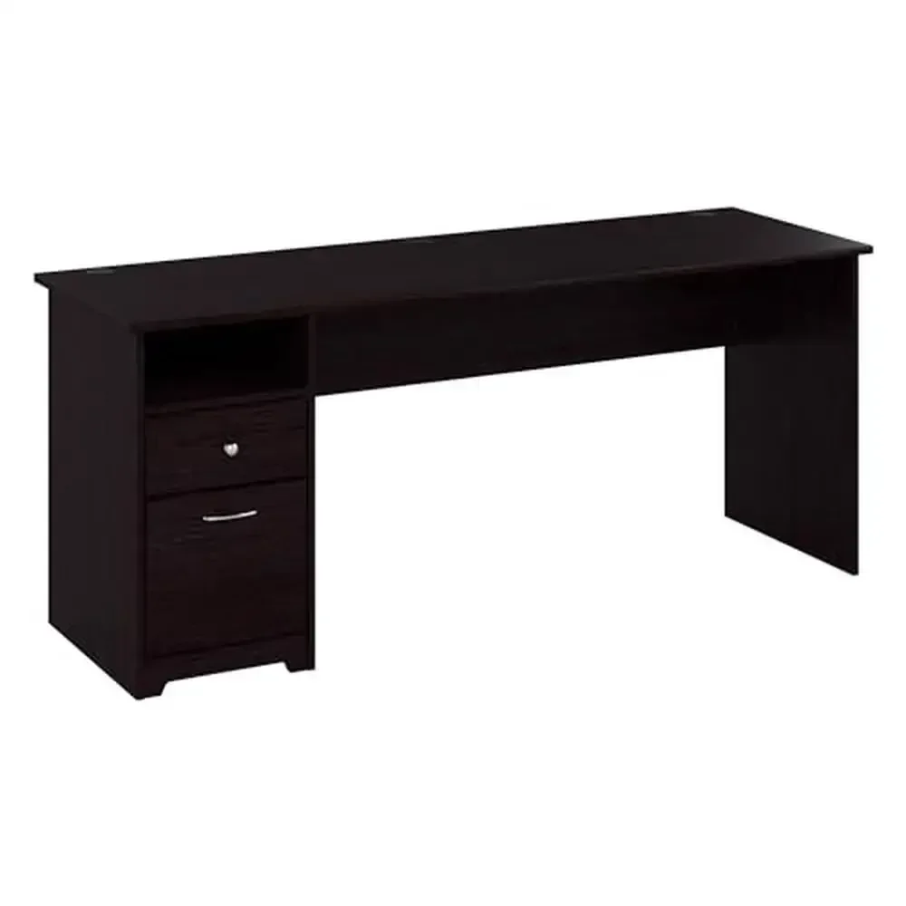 72W Computer Desk with Drawers Transitional Styling Durable Desktop File Drawer Open Cubby Space Metal Hardware Traditional &