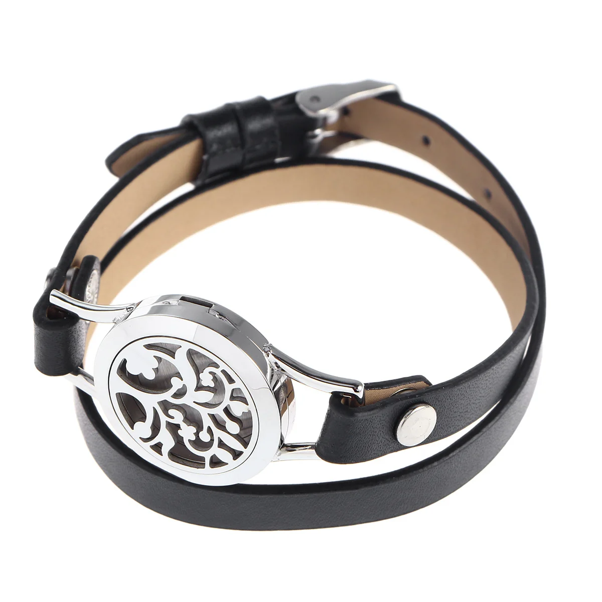 

Stainless Steel Perfume Bracelet For Women Magnet Closure Black Elegant Chic Stylish Eco-Friendly Gift Accessory Bangle Women'S