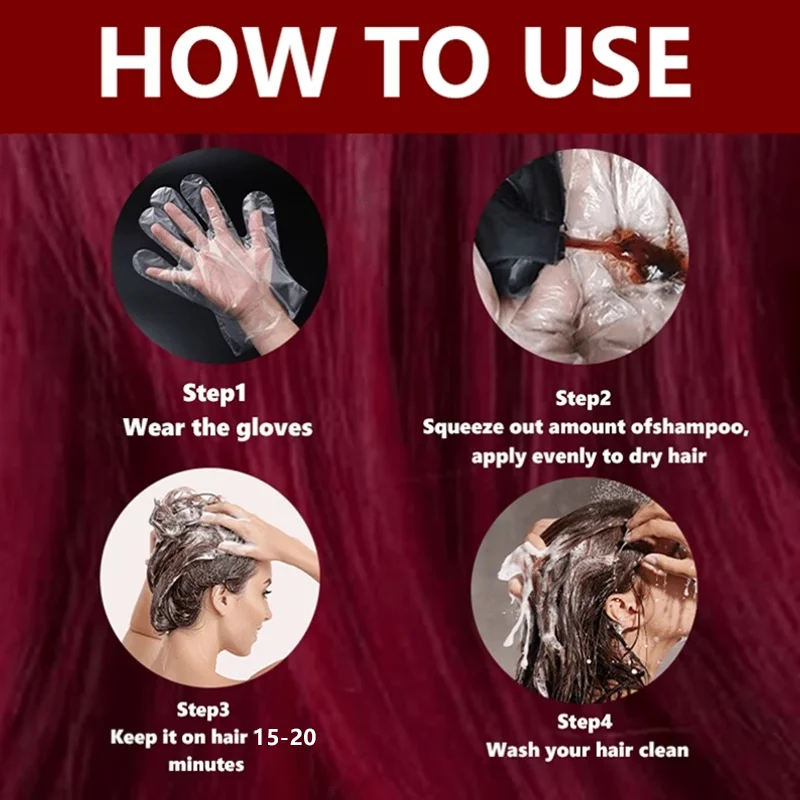 Hair Care Ginseng - YUITIKUE Burgundy Red Hair Dye Shampoo