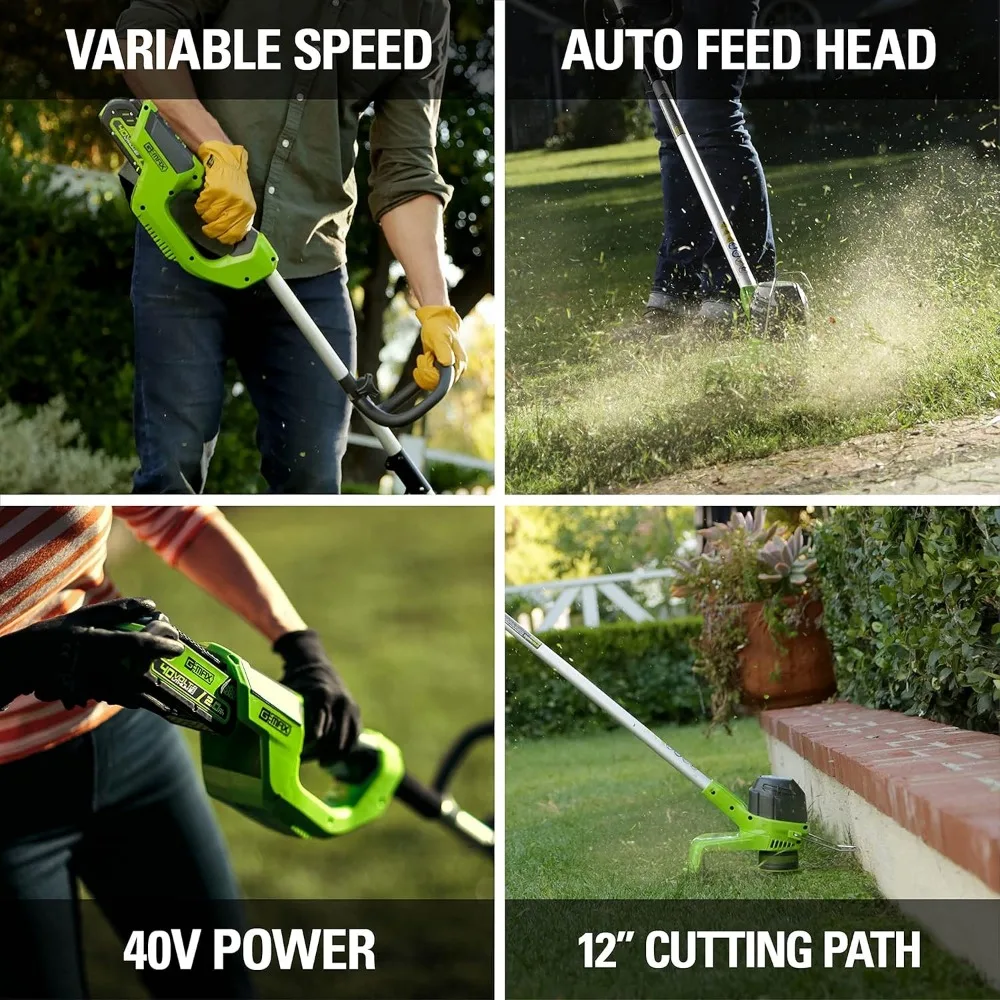 Greenworks 40V 12-Inch Cordless String Trimmer, Battery and Charger Not Included, BST4000