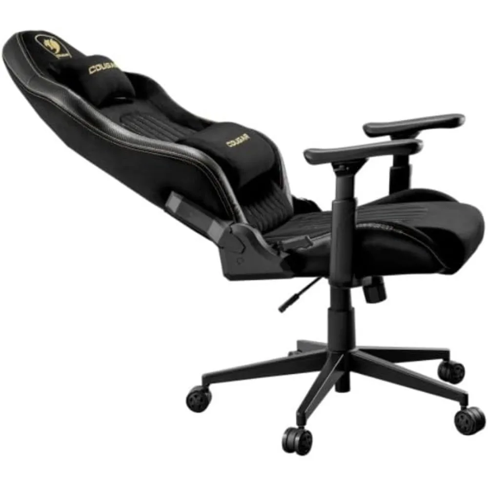 Explore Royal F Gaming Chair with Breathable Velvet Fabric & PVC Leather, 3D Armrests, Lumbar & Neck Pillows