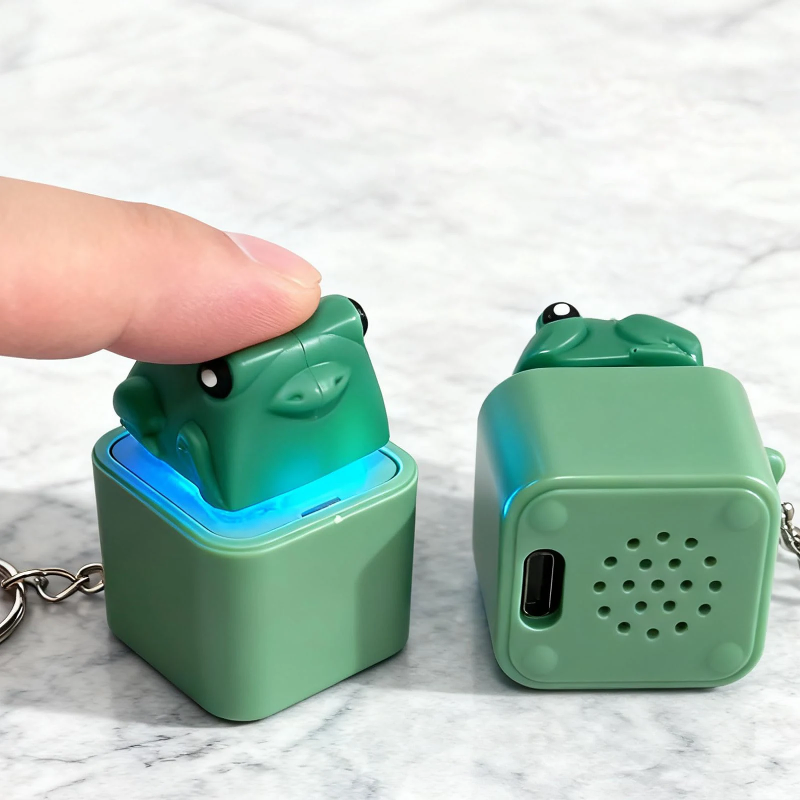 Rechargeable Sound Button Fidget Keychain W/ Sound LED Lights Keyboard Clicker Frog Fidget Toys for Kids Boys Girls Gift view 3