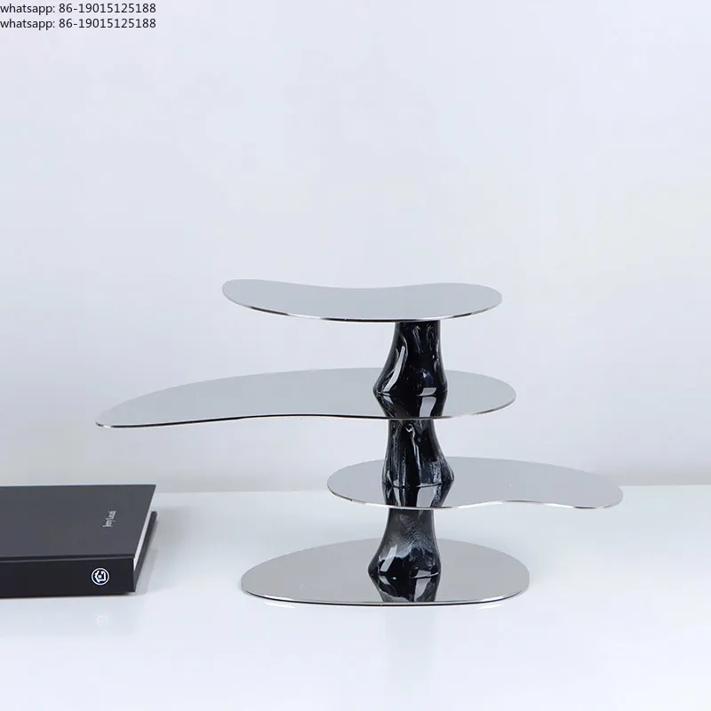 luxury stainless steel four-leaf tray jewelry ornament model room living room dining table home desktop creative decoration