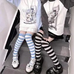 2024 Women Girls Color Striped Long Soks Japanese Over Knee Socks Fashion Keep Warm Cotton Socks Sexy Slim Thigh High Stockings