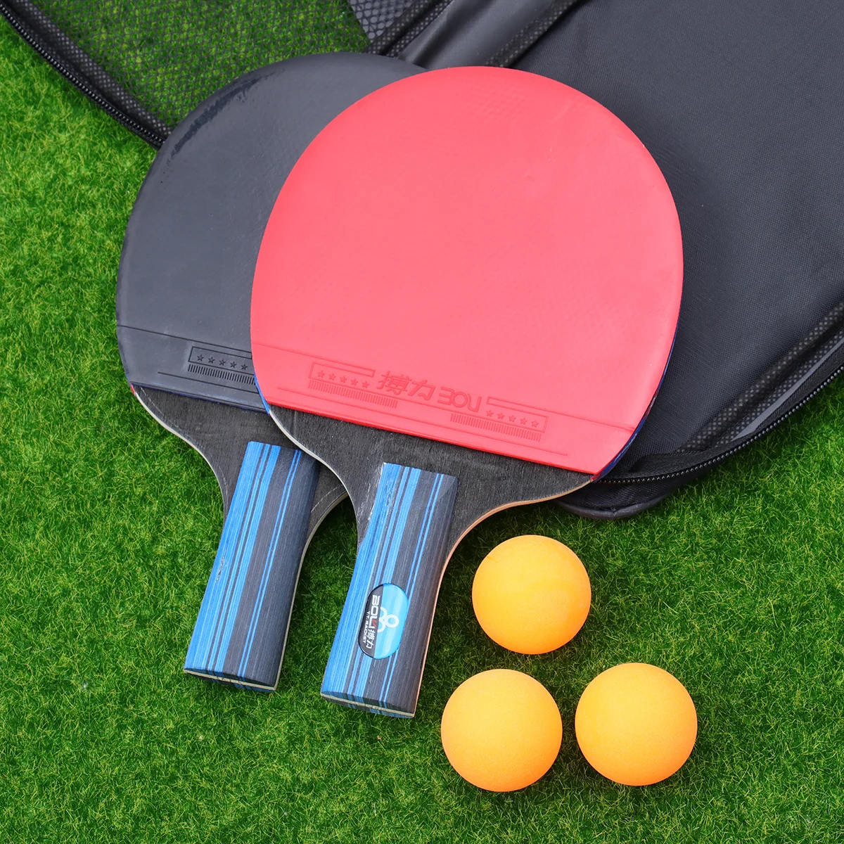 

2 pcs Table Tennis Racket Set With 3 Balls Rubber Paddle For Training Pen-Hold Short Handle Durable All Levels Beginners