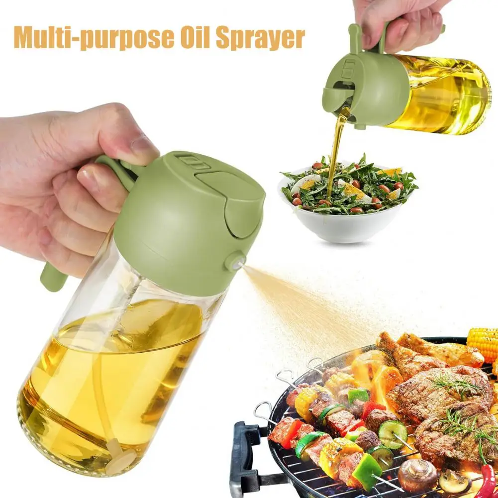 Wide Opening Oil Bottle Glass Oil Sprayer Dispenser Set for Cooking Kitchen Oil Bottle with Pourer Food-grade Salad Frying