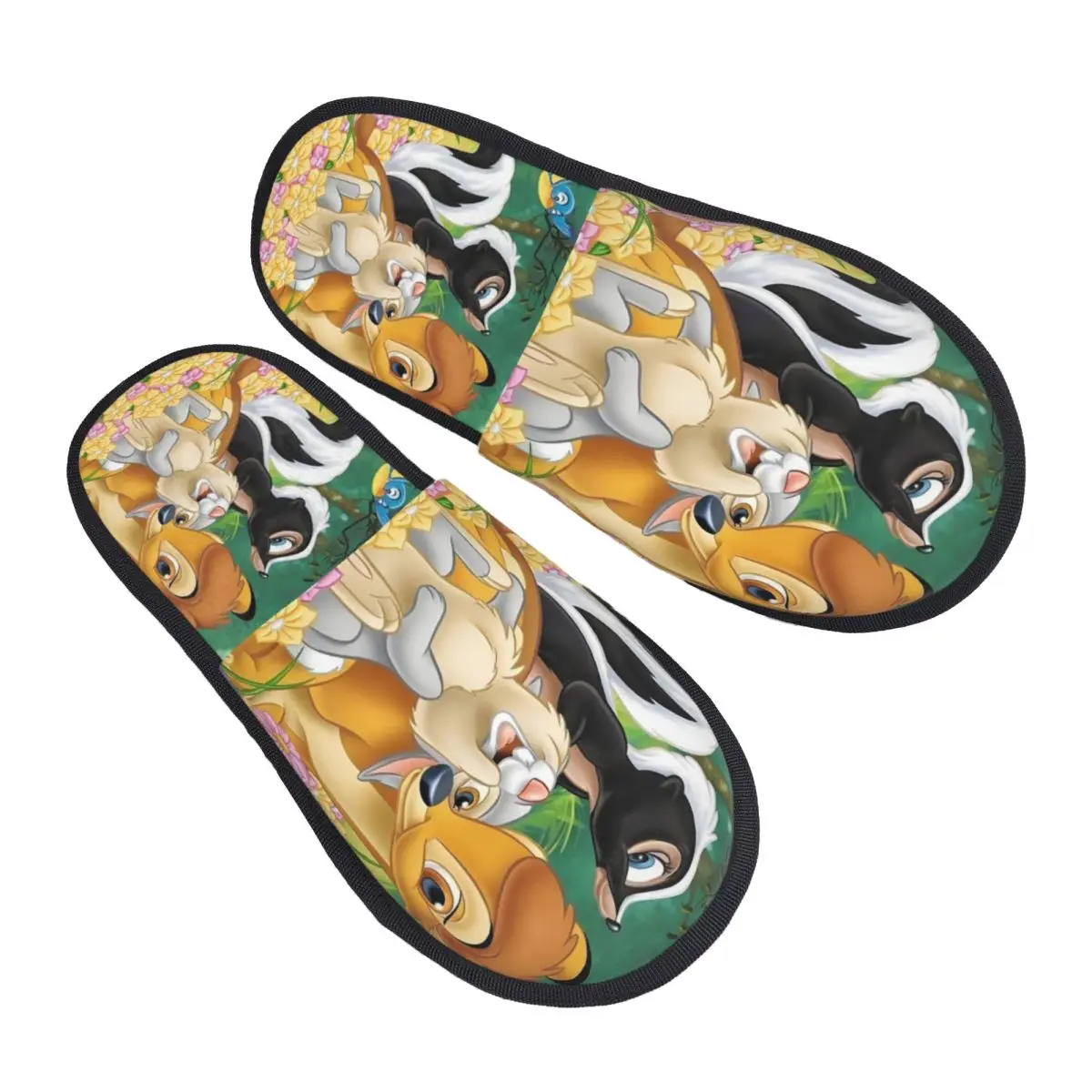 Custom Bambi House Slippers Women Cozy Memory Foam Cute Deer Slip On Hotel Slipper Shoes