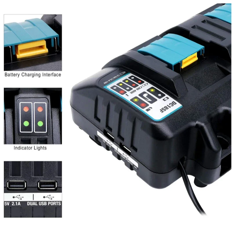 ZWINCKY Hot DC18SF 4-Port 14.4V 18V 4X3A Li-Ion Battery Charger For Makita BL1820 BL1830 BL1850 BL1430 Power Tools