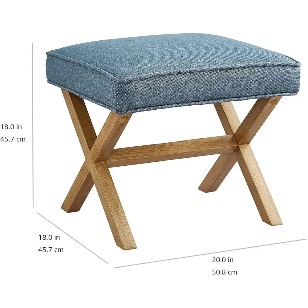 Ottoman moderne bleu indigo du milieu du siècle, repose-pieds carré en polyester 20 x 18, hauteur 18