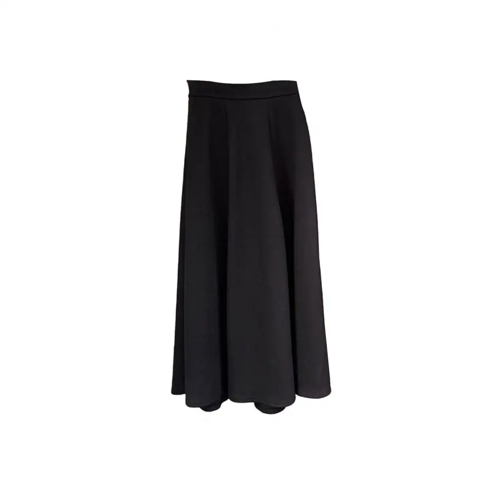 

Breathable Skirt Elegant High Waist A-line Midi Skirt for Office Lady Solid Color Hem Commuting Style Workwear for Women