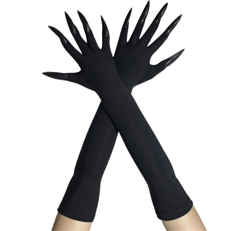 

652F 2pcs Gothicism Costume Gloves Make Up Clawed Gloves Versatiles Costume Gloves for Halloween Cosplay