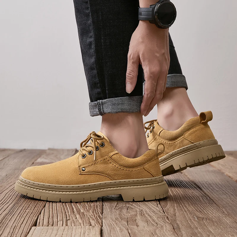 

Fashion Men's Leather Shoes England Style Formal Shoes for Man Non Slip Ankle Boots Outdoor Waterproof Casual Tim Work Land Shoe