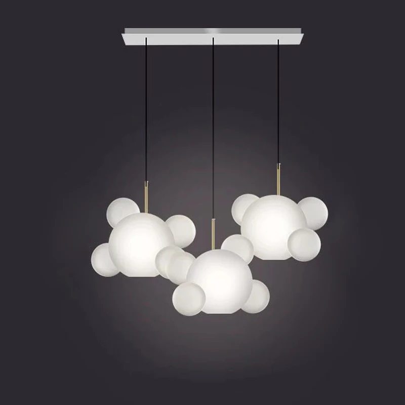 

LED E27 Postmodern Clear White Glass Bubbles Golden Lustre Chandelier Lighting.Suspension Luminaire Lampen For Foyer