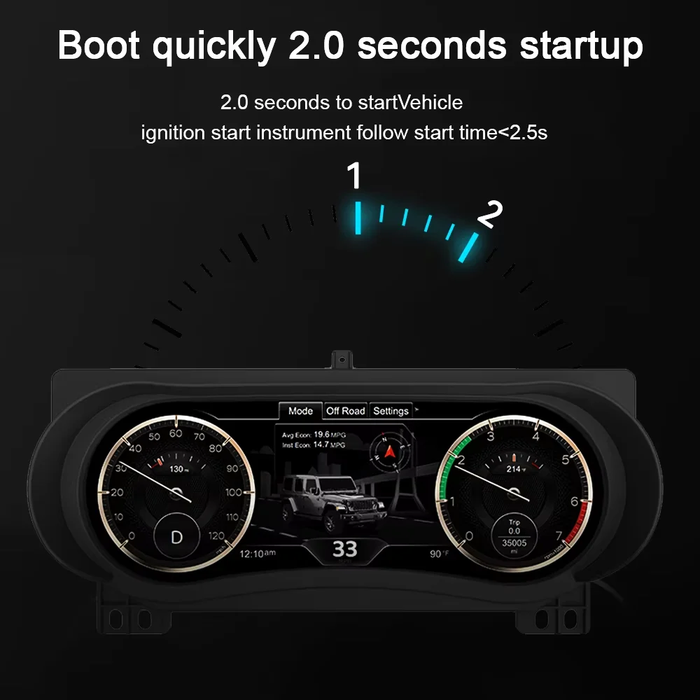 JJJ LCD لوحة قيادة السيارة عداد السرعة لوحة العنقودية الرقمية لسيارة جيب رانجلر JL 2018 - 2023 ترقية أداة افتراضية CockPit #4