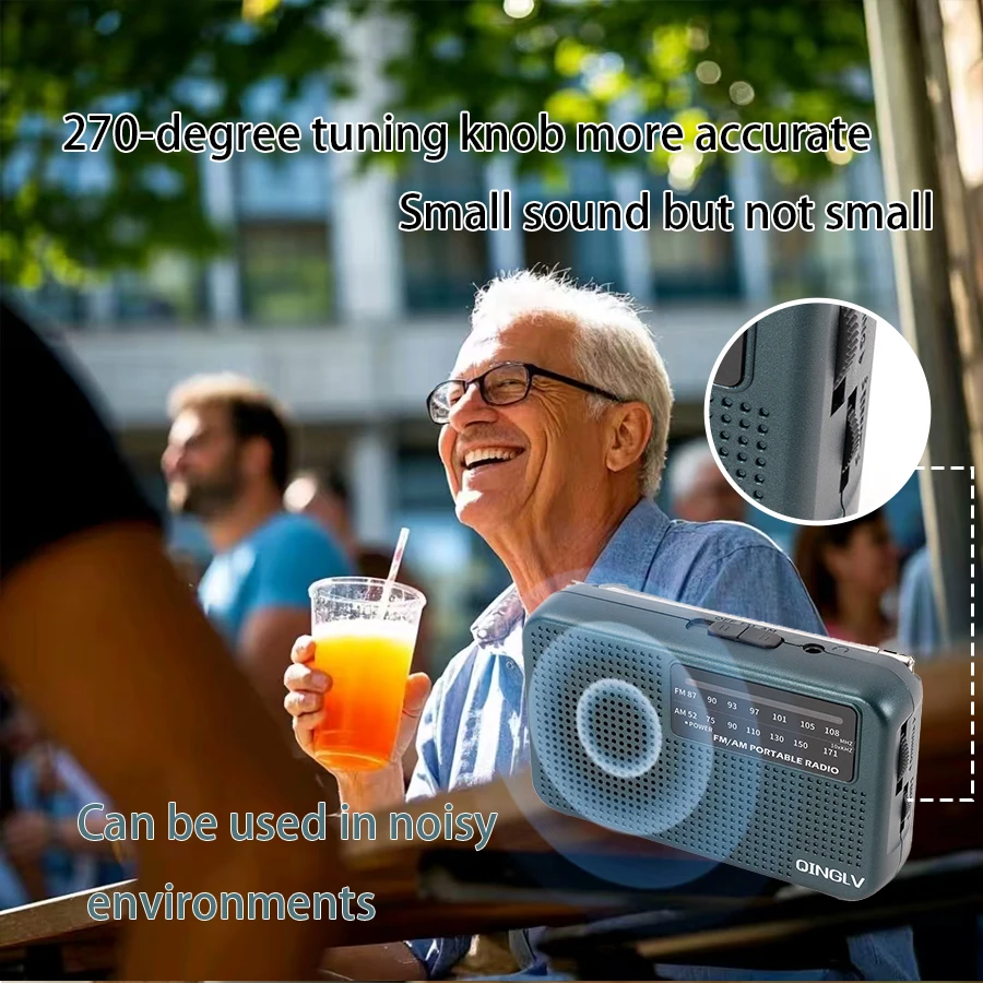 راديو محمول AM/FM ذو حساسية عالية وجودة صوت عالية، يستخدم رقم متين. 7 بطاريات، مدمجة بجودة عالية