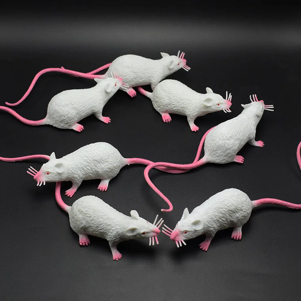 2pcs Realistic Mice Toy Spooky Rat Toy Halloween Prank Toy Creepy Halloween Decor Medium Size (Black, Gray)