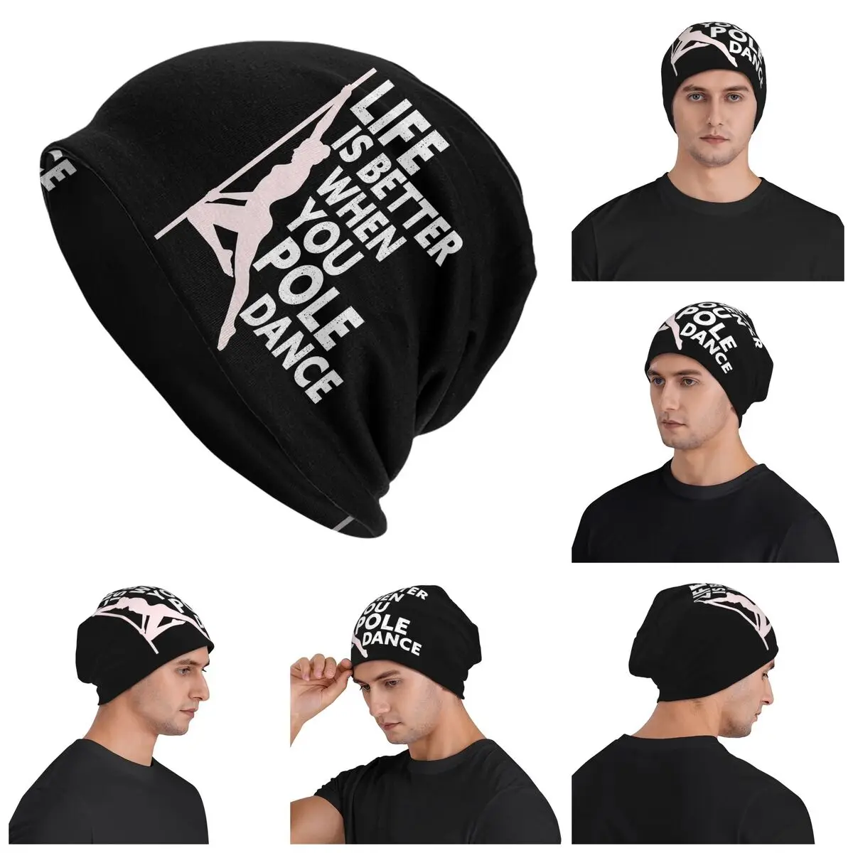 

Life Is Better When You Pole Dance Fitness Pole Dancing Warm Knitted Cap Hip Hop Bonnet Hat Autumn Outdoor Beanies Hats Adult