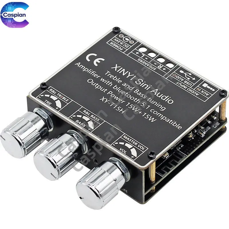 

Mini Wireless Bluetooth 5.1 Audio Receiver Board Module with USB TF Card Decoder 2x15W Stereo Amplifier