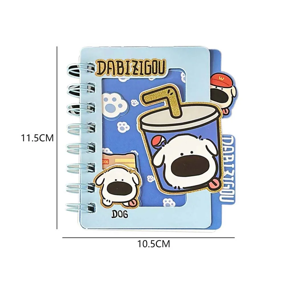 Portable Stationery Cartoon Dog Coil Notebook Memo Pads 80 Inner Pages Mini Notepad Rollover Cartoon Puppy Pocket Planner School