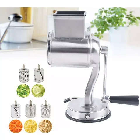 Rotary Cheese Grater Cheese Shredder Stainless Steel Kitchen Manual Cheese Grate With 5 Blades