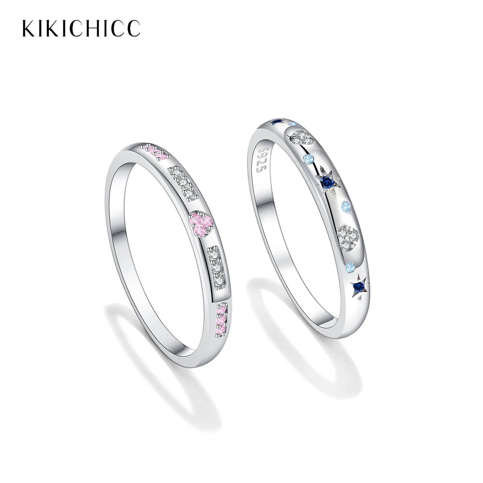 

KIKICHICC Стерлингового Серебра 925 пробы Розовое Сердце Синяя Звезда CZ Циркон Кольцо 2025 Роскошное Изящное Юбилейное Женское Ювелирное Изделие Подарок На День Святого Валентина