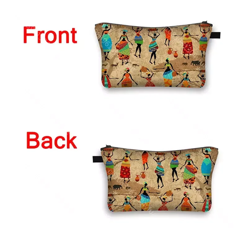 African Woman Print Cosmetic Bag Afro Ladies Makeup Bags Fashion Girls Cosmetic Case Portable Lipstick Storage Bags for Travel