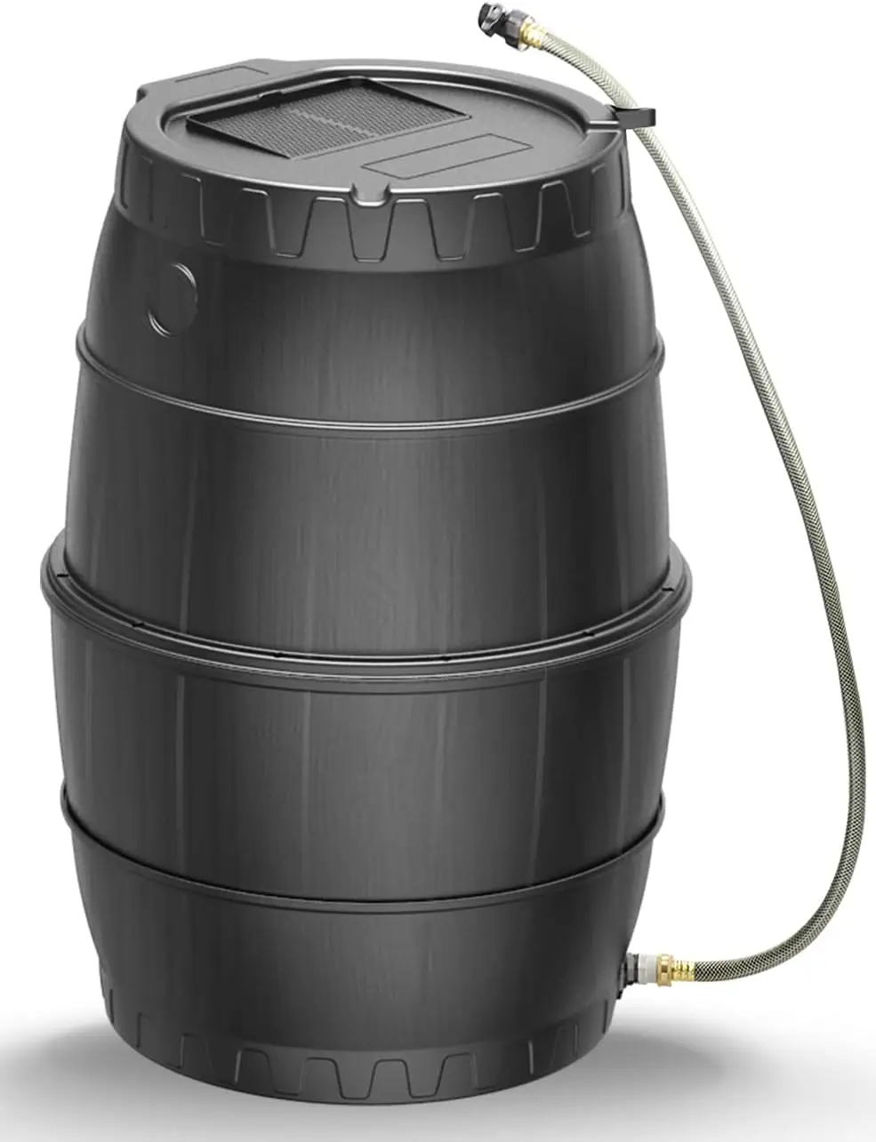 50 Gallon Flatback Rainwater Collection Barrel Without Stand BPA Free UV Resistant PP Material Water Diverter Hose Garden Lawn Downspout Water Storage