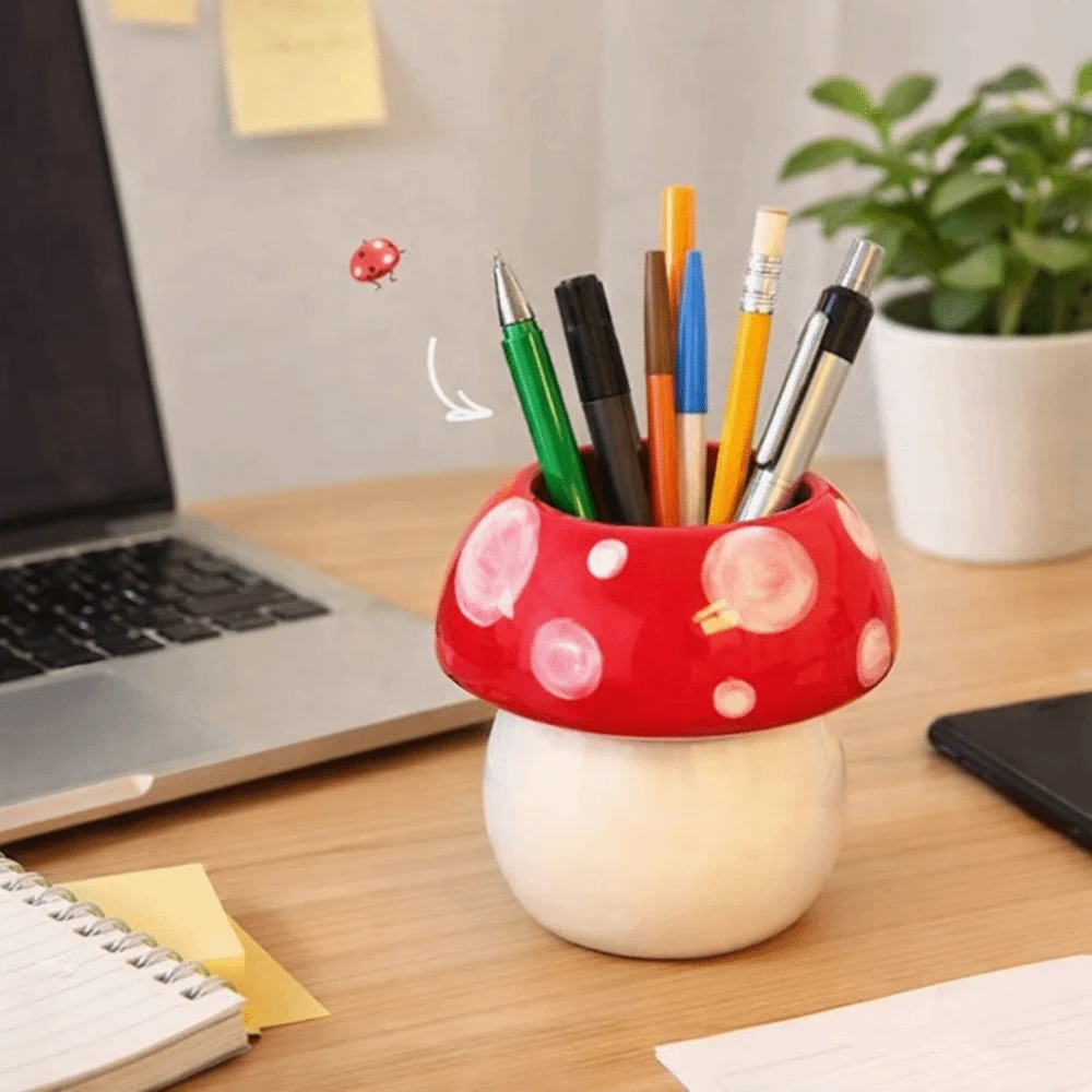 Mushroom decoration Mushroom Decorative Piece Creative Decoration Pink and Red Mushroom Pen Container Makeup Brush Holder