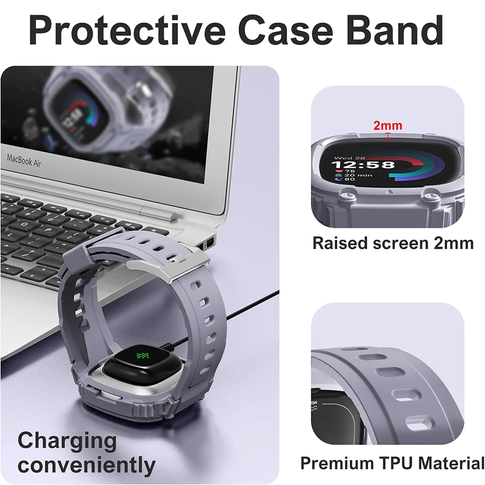 TPU Band Case For Fitbit Versa 4 3 Women Men Sports Watch Bracelet Strap Loop For Fitbit Sense 2 Replacement