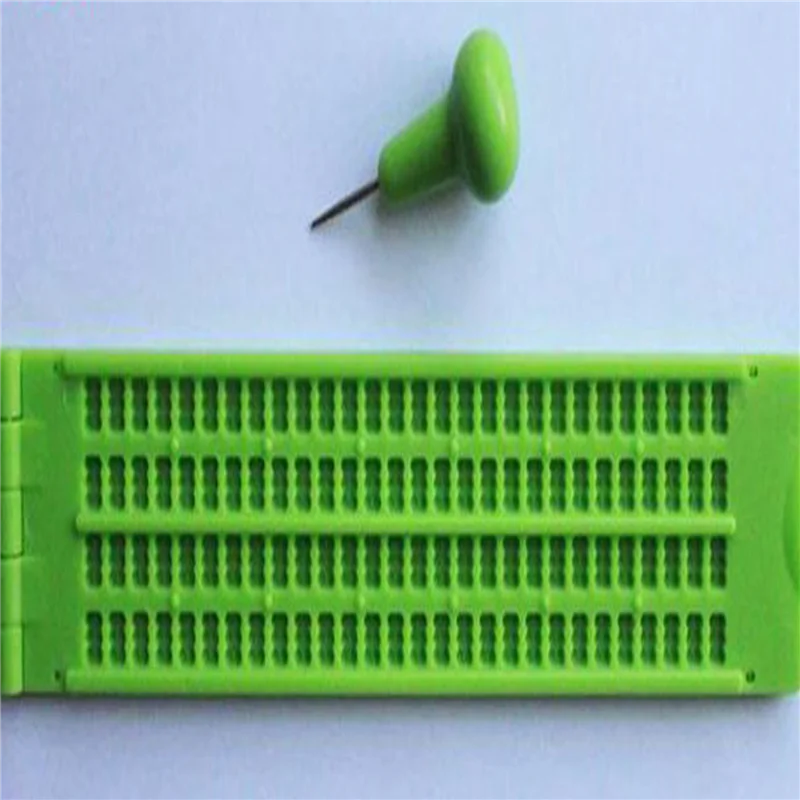 

6X 4 Lines 28 Cells Braille Writing Board With Stylus Braille Slate Portable Practice For The Blind Learning Supplies