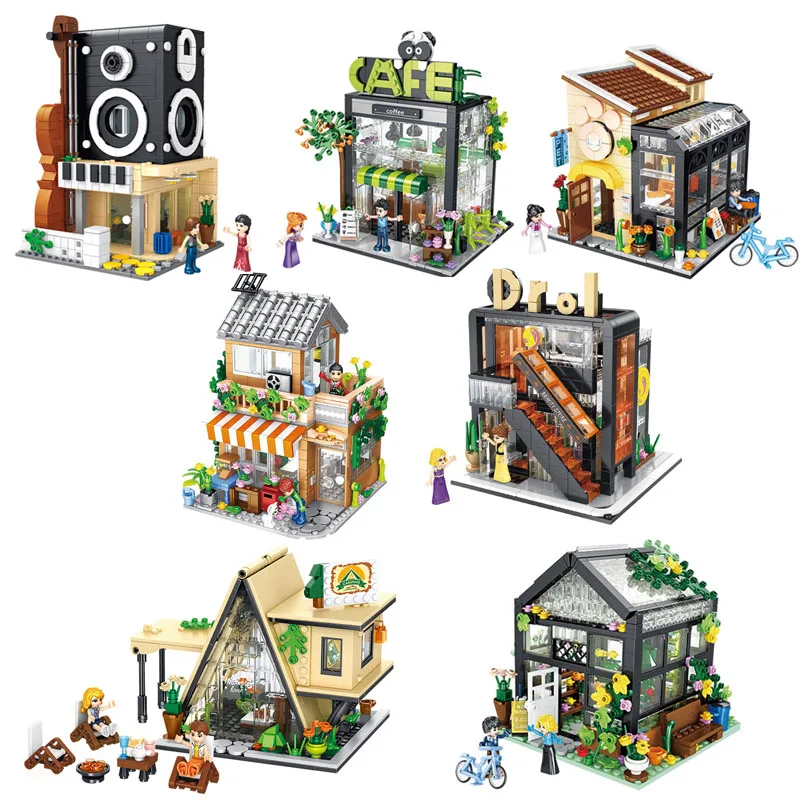 Bloques de construcción Dream House Street View, ensamblaje de partículas pequeñas, juguetes de rompecabezas, decoración creativa, regalos de cumpleaños DIY para niños y niñas