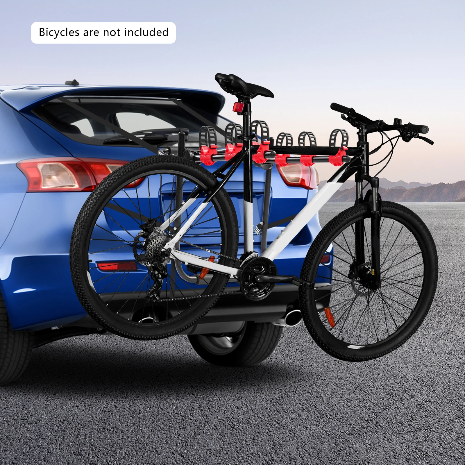 

Багажник для 3 велосипедов, универсальный автомобильный багажник для велосипеда с ремнями, нейлоновая рама из углеродистой стали, вмещает 44 фунта, подходит для седанов-внедорожников