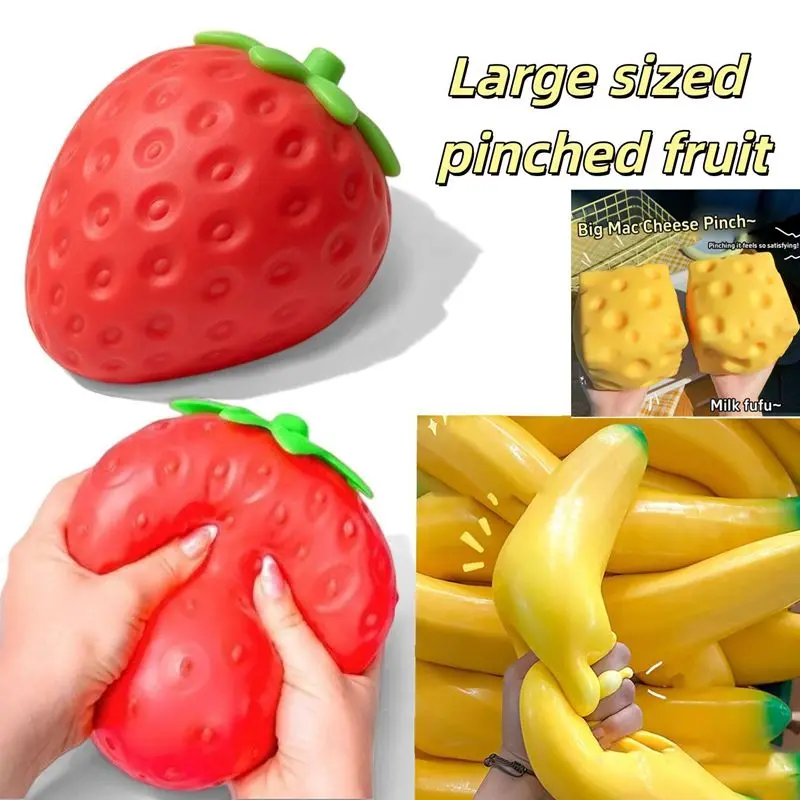 Large Simulation Soft Strawberry Pinching Ornament Stress Relief And Release Slow Rebound Strawberry Balls Sensory Gift For Kids