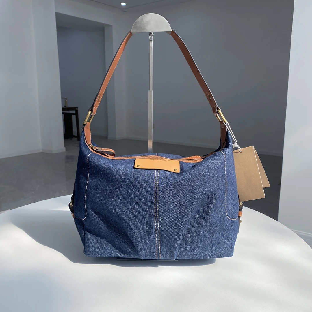 

2025 Luxury Women's Bag Handle Bag denim Female Retro Handbags Genuine Leather Shoulder Underarm Hobo Bags Clutch Top Handle Bag