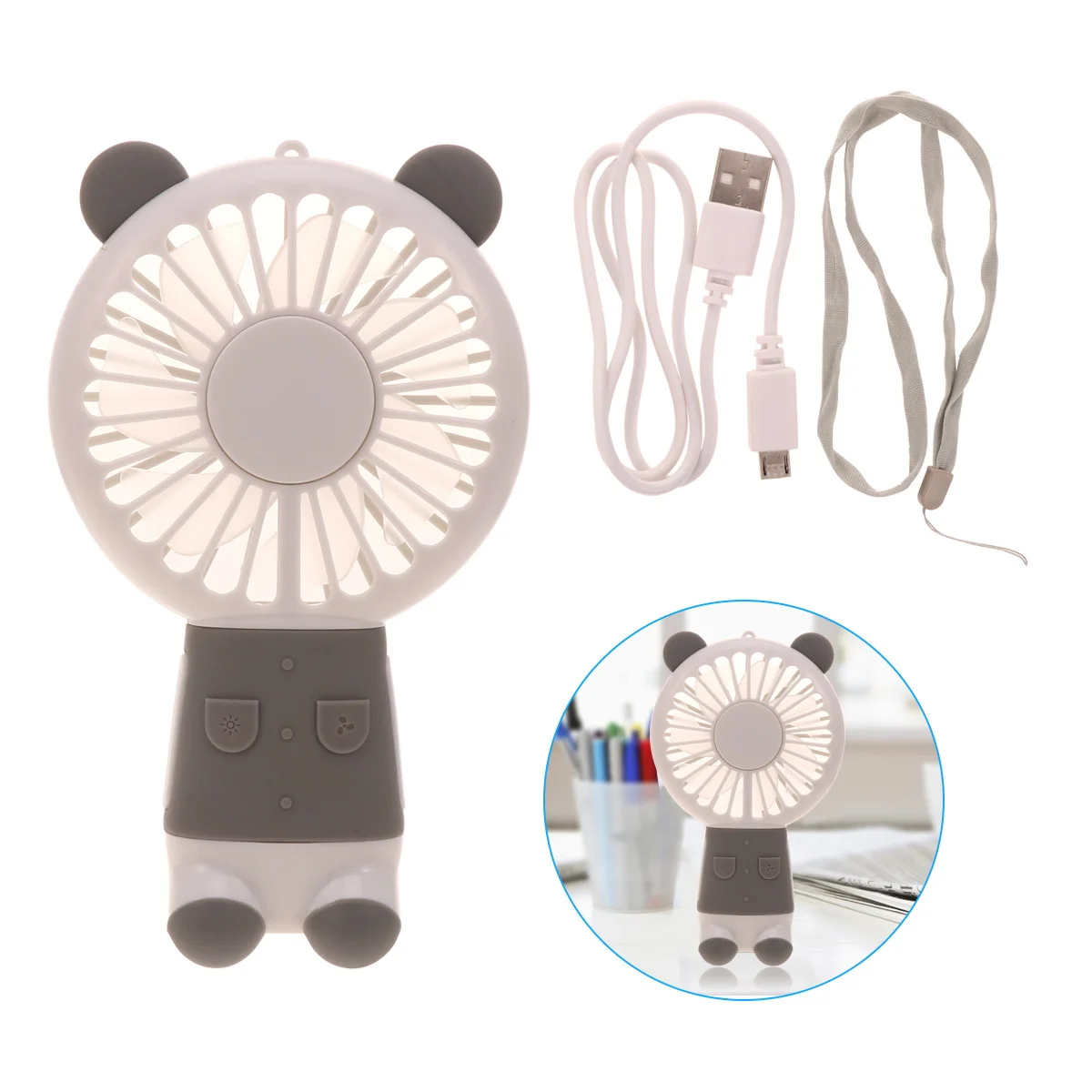 Kipas Genggam Mini Berbentuk Lampu Malam Portabel Kipas Pendingin Tenang Plastik Ringan untuk Rumah Kantor Luar Ruangan