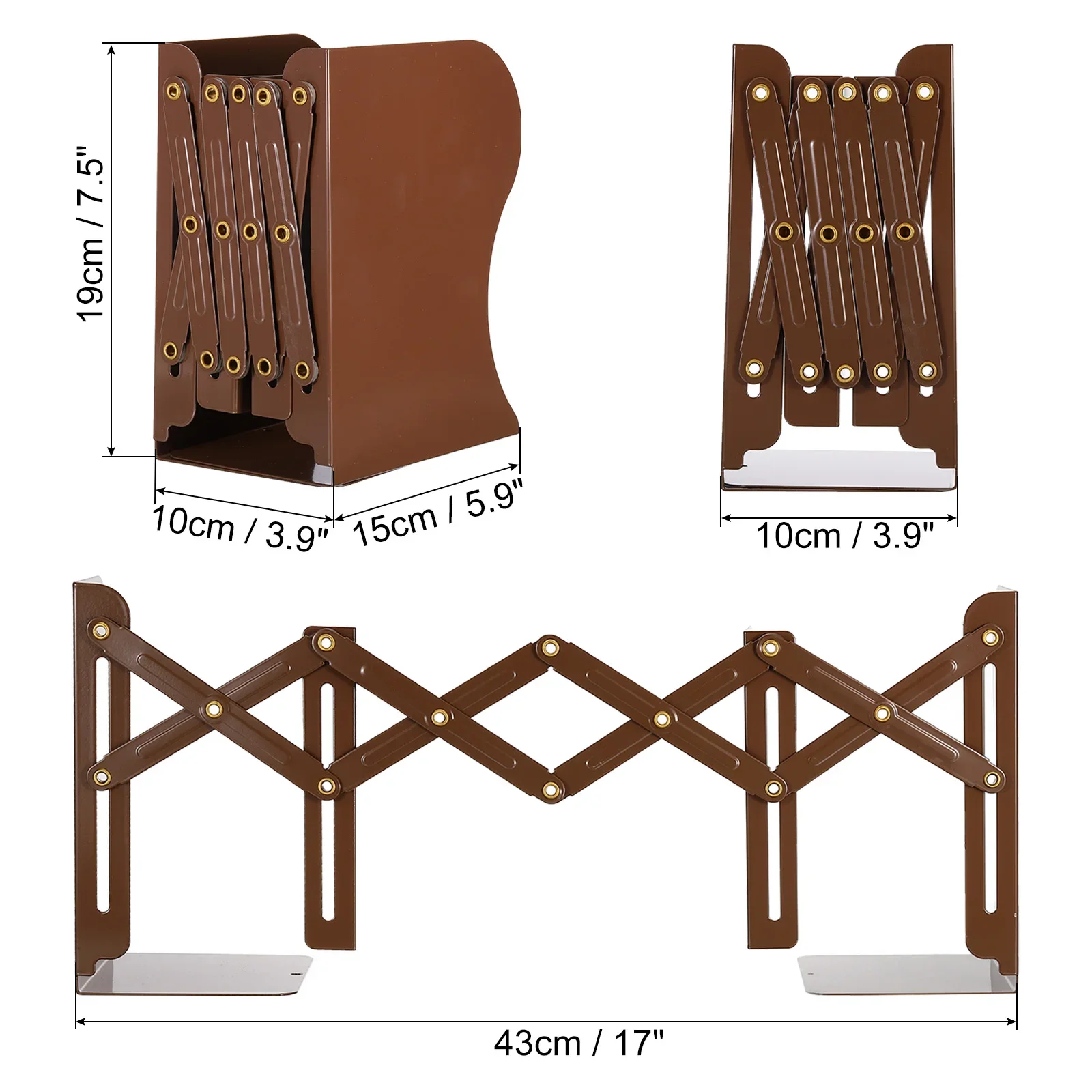 Adjustable Bookend Metal Book End for Shelves Heavy Book Expandable Magazine File Organizer Holder Retractable Bookends for Book