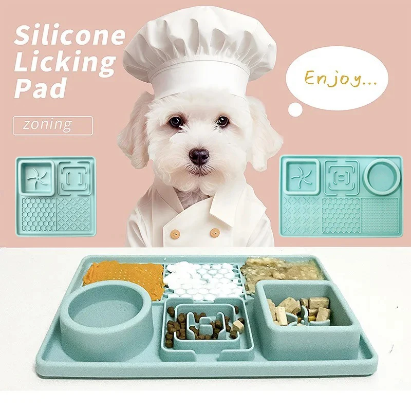 Dog Cat Tableware Anti-choking Bowl Food Grade Organosilicon Multifunctional Slow Mat Licking Mat With Suction Cup Pets Supplies
