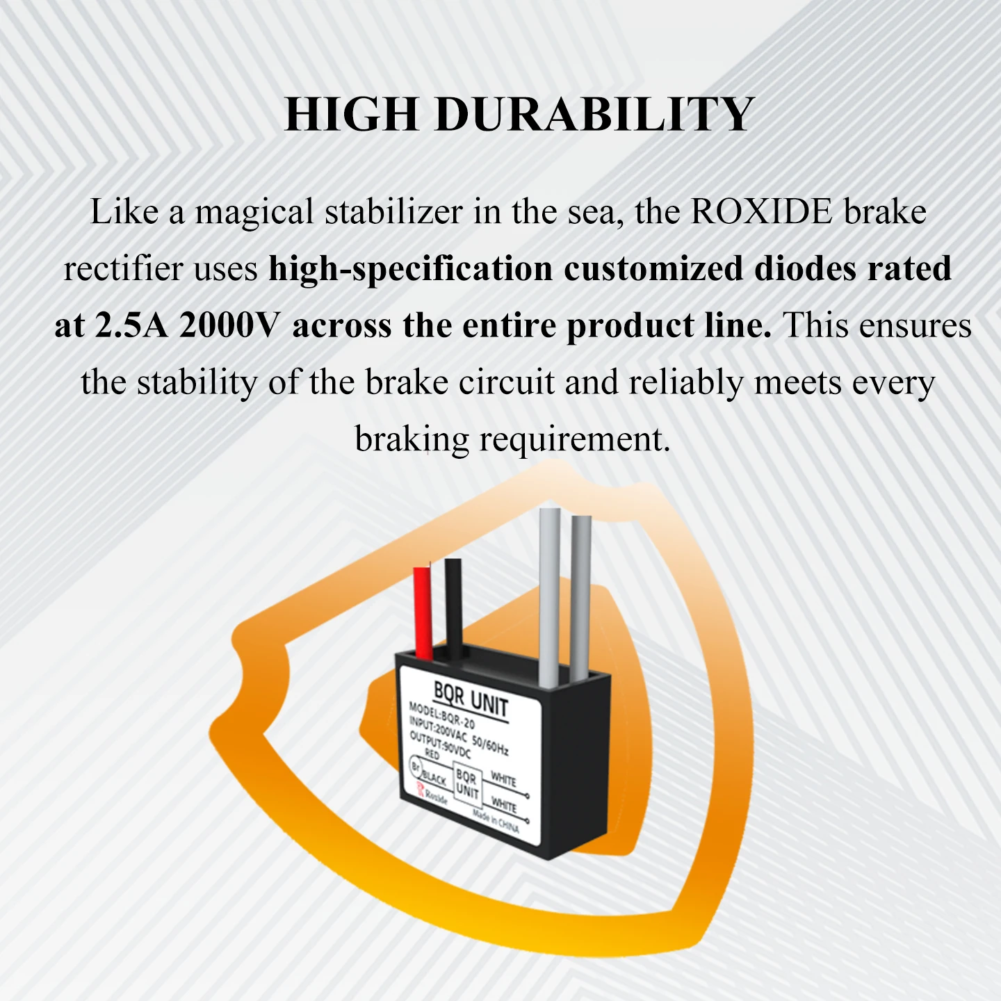 Model: BQR-20 Motor Brake Rectifier, AC 200V to DC 90V, 50/60Hz