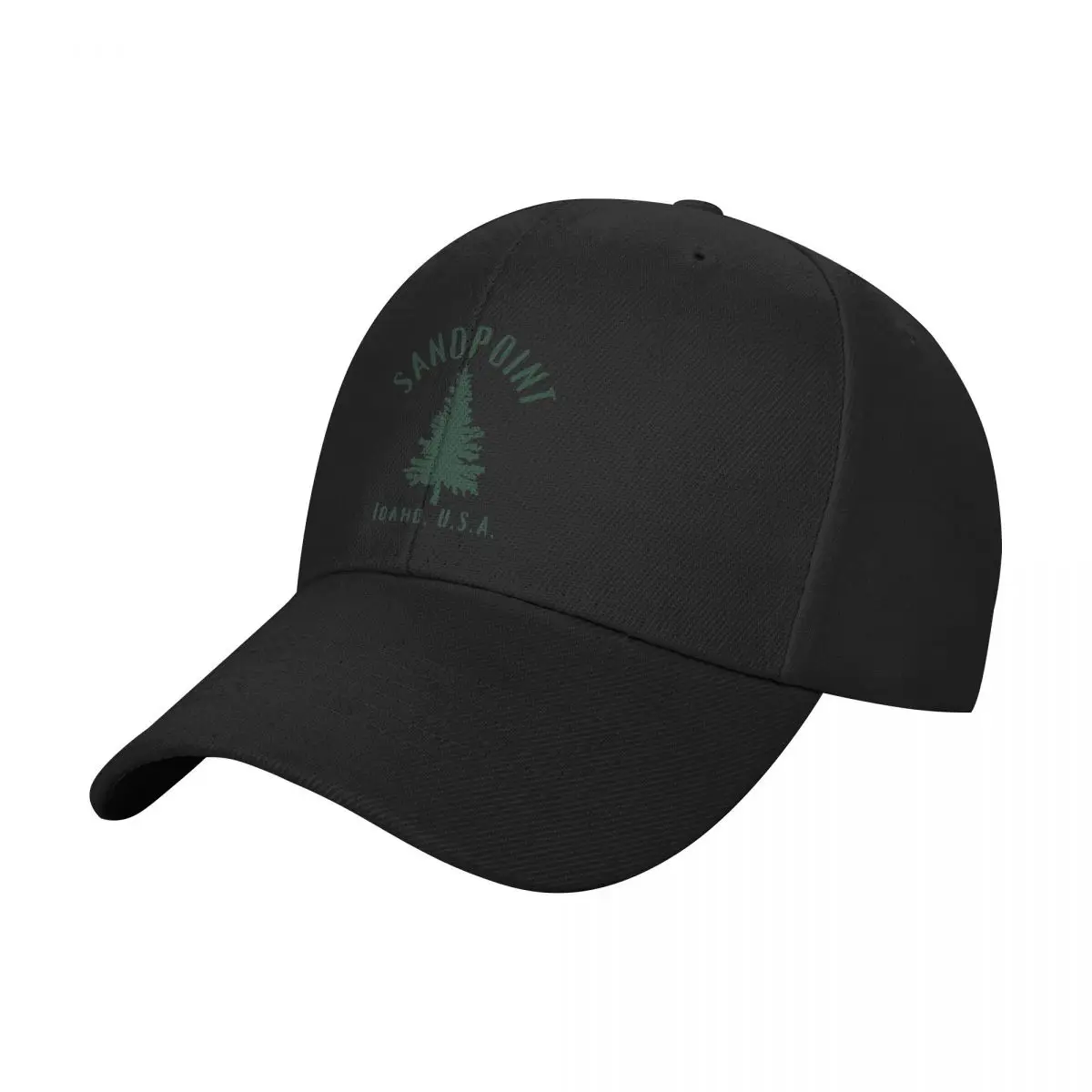 

Minimalist Sandpoint Idaho - Deep Green - Primitive / Stark / Pine Tree Baseball Cap fun hats Boy Women's