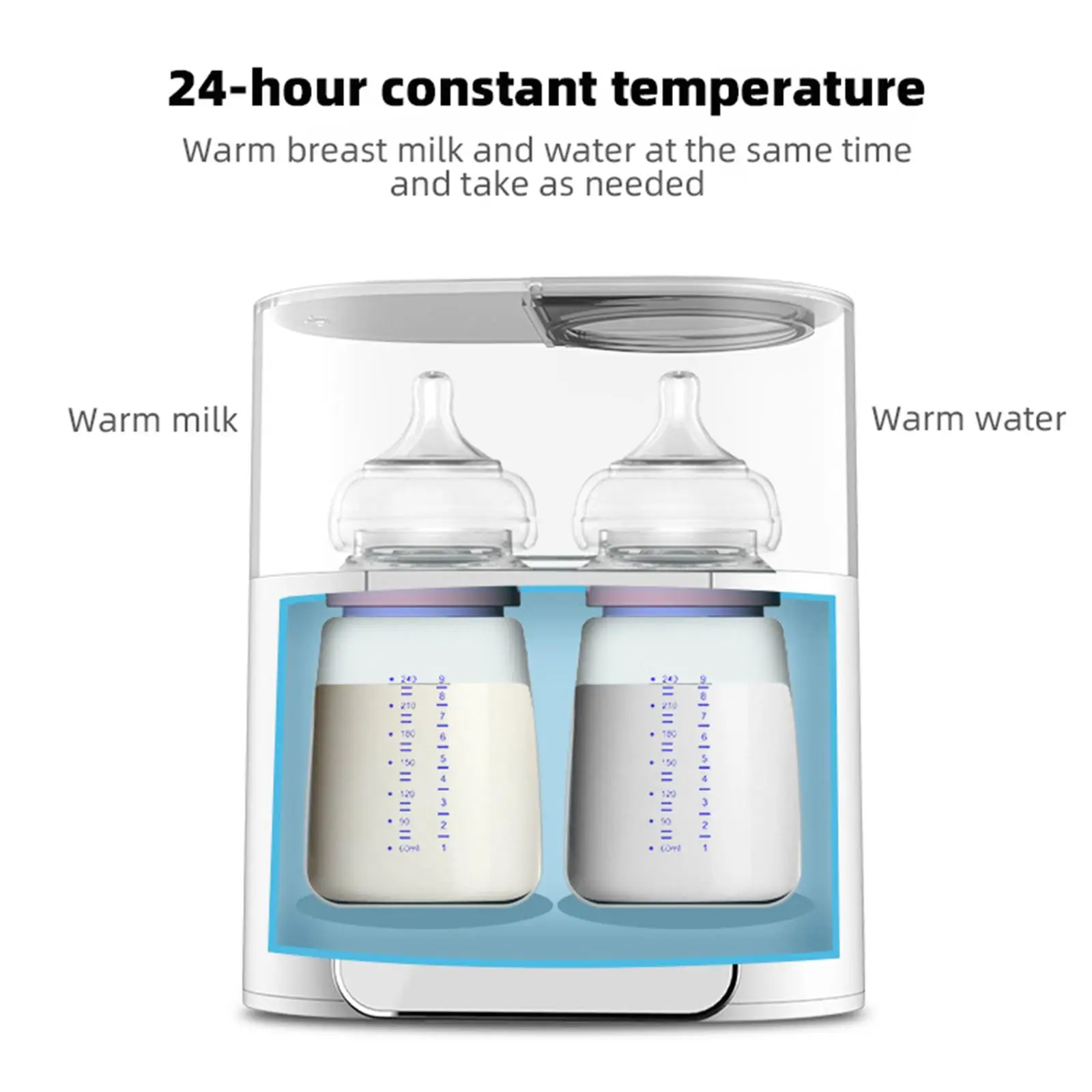 

Baby Feeding Bottle Warmer 24Hrs Thermostat Travel Milk Heater Machine Formula and Breastmilk Heating Device for Travel