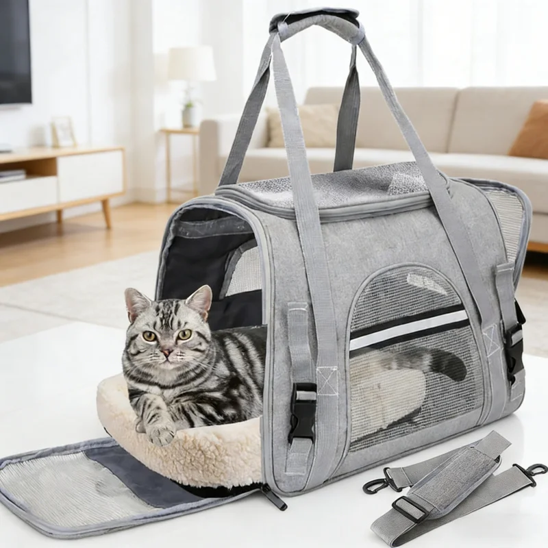 

Pet Carrier Bag Airline Approved - Soft Cat Carrier for Travel, Dog Carrier for Puppies and Kittens with Mat Included