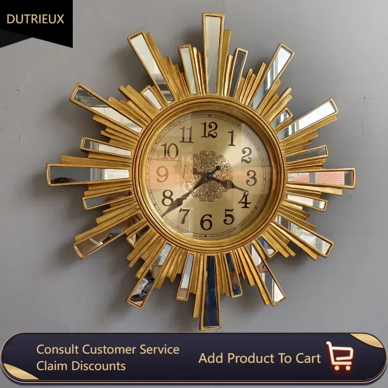 Batterie Unique Wall Clocks Gold Premium European Design Luxury Wall Clocks Christmas Living Room Wandklok Bedroom Stuff