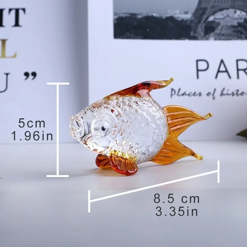 Crystal Glass Goldfish Ornaments Desk Decoration Creative Home Decoration Amber Carving Gift